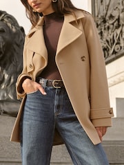 Friends Like These Camel Brown Mid Length Belted Trench Coat - Image 1 of 5
