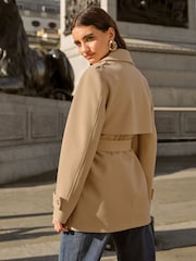 Friends Like These Camel Brown Mid Length Belted Trench Coat - Image 5 of 5