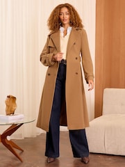 Love & Roses Camel Funnel Neck Longline Coat - Image 3 of 4