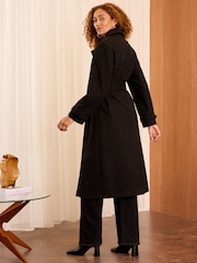 Love & Roses Black Petite Funnel Neck Longline Coat - Image 4 of 4