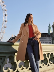 Friends Like These Camel Brown Double Breasted Coat - Image 1 of 4