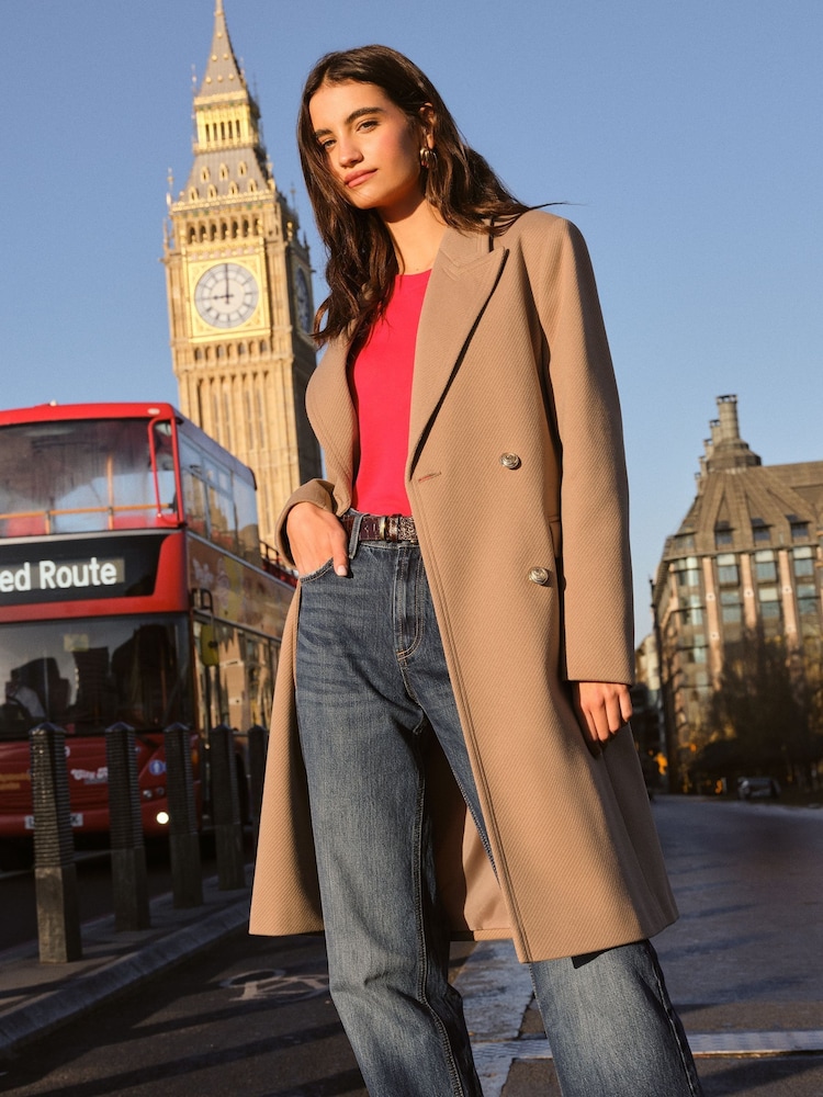 Friends Like These Camel Brown Double Breasted Coat - Image 2 of 4