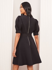 Friends Like These Black Puff Sleeve Tailored Fit and Flare Dress - Image 4 of 4