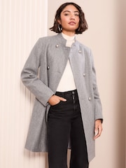 Friends Like These Grey Funnel Neck Dolly Coat - Image 1 of 5