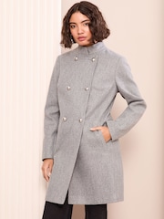 Friends Like These Grey Funnel Neck Dolly Coat - Image 3 of 5