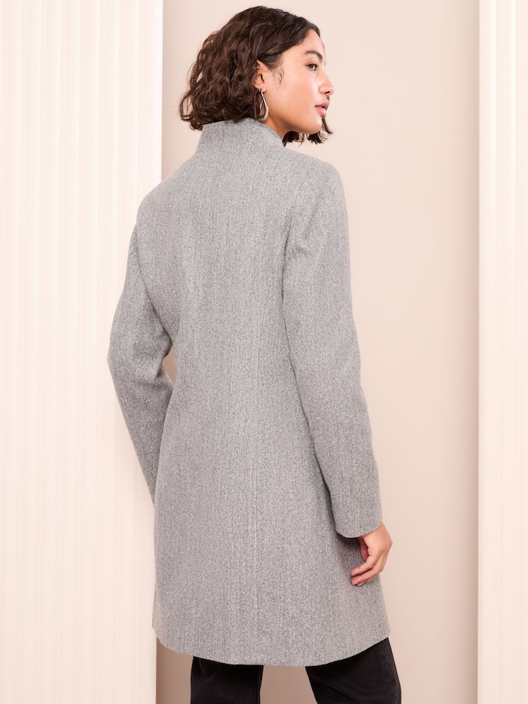 Friends Like These Grey Funnel Neck Dolly Coat - Image 4 of 5