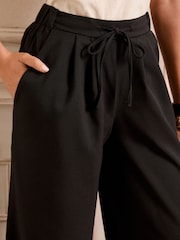 Love & Roses Black Elasticated Waist Wide Leg Tailored Trousers - Image 2 of 4