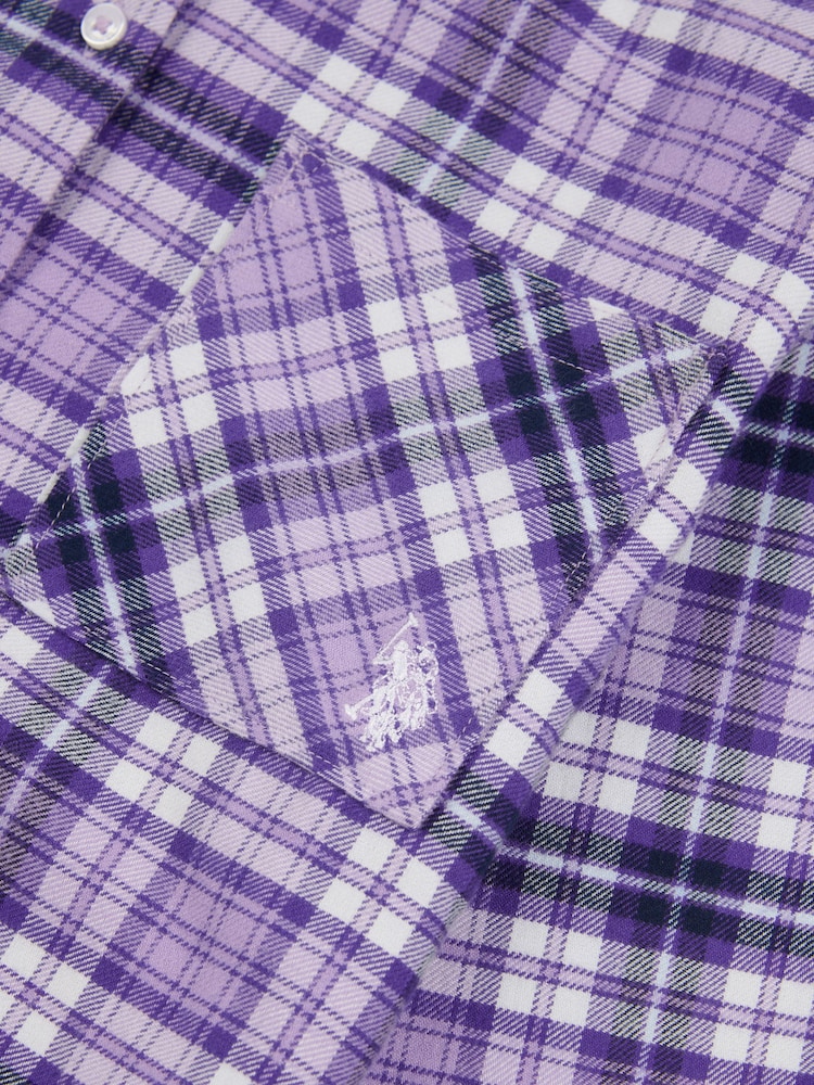 U.S. Polo Assn. Pink Girls Brushed Check 100% Cotton Shirt - Image 7 of 7
