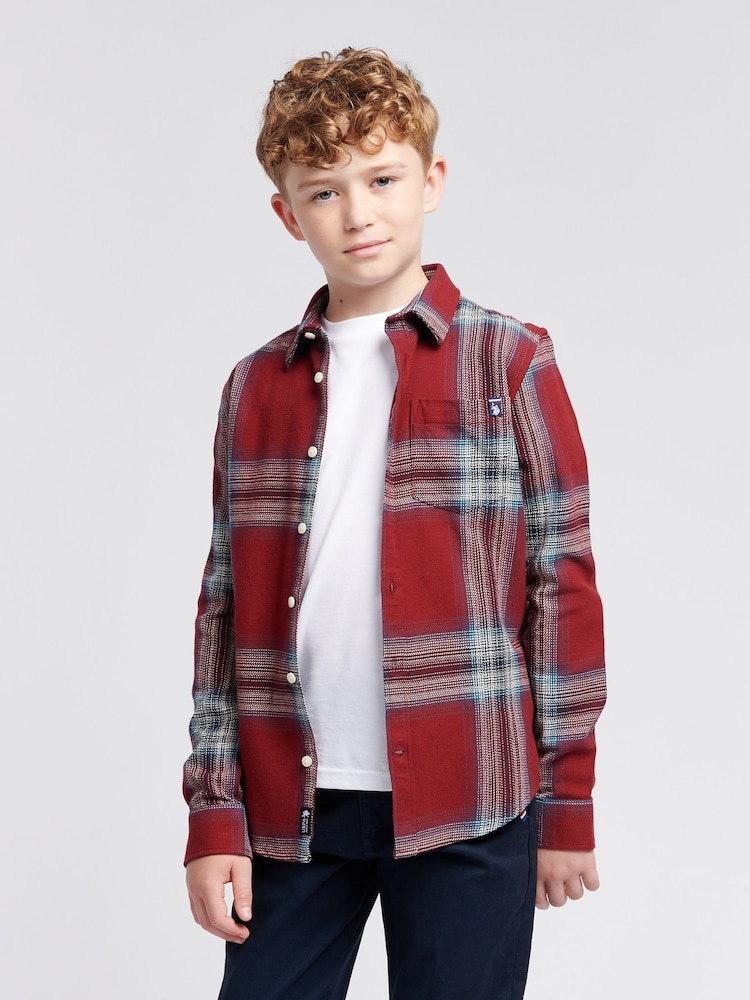 U.S. Polo Assn. Red Boys Ombre Check 100% Cotton Shirt - Image 1 of 8 U.S. Polo Assn. Red Boys Ombre Check 100% Cotton Shirt - Image 1 of 8