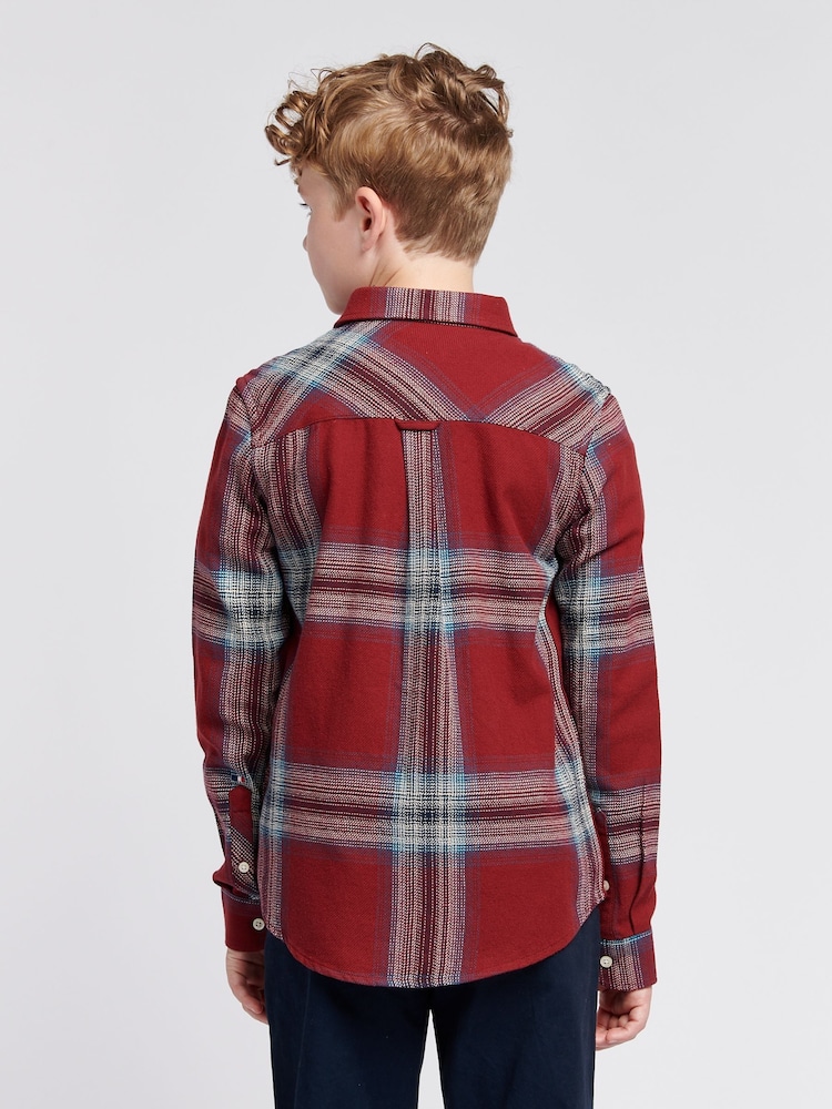 U.S. Polo Assn. Red Boys Ombre Check 100% Cotton Shirt - Image 4 of 8