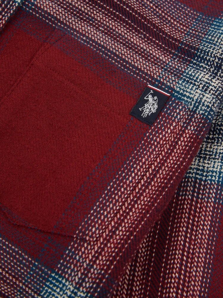 U.S. Polo Assn. Red Boys Ombre Check 100% Cotton Shirt - Image 7 of 8