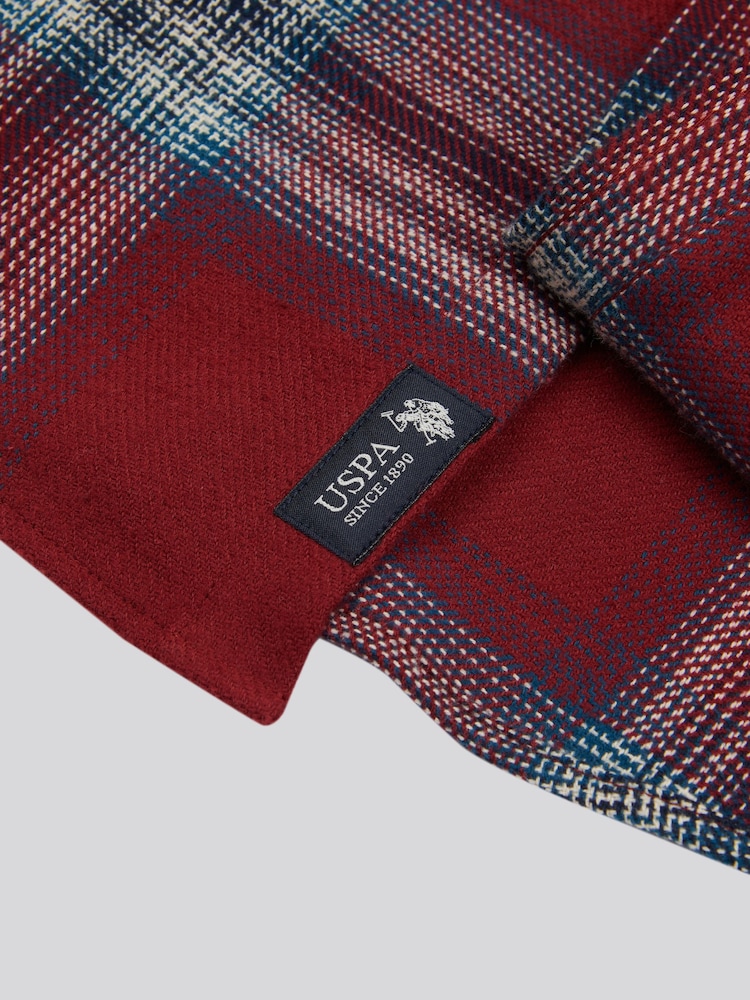 U.S. Polo Assn. Red Boys Ombre Check 100% Cotton Shirt - Image 8 of 8