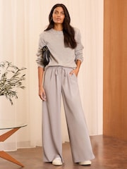Love & Roses Grey Elasticated Waist Wide Leg Tailored Trousers - Image 3 of 4