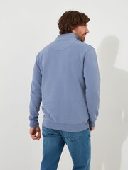 Joe Browns Blue Ribbed Funnel Neck Quarter Zip 100% Cotton Sweat Top - Image 4 of 8