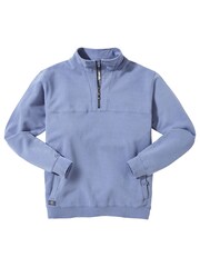 Joe Browns Blue Ribbed Funnel Neck Quarter Zip 100% Cotton Sweat Top - Image 6 of 8