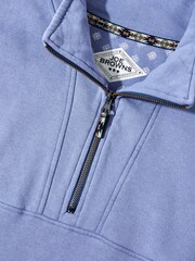 Joe Browns Blue Ribbed Funnel Neck Quarter Zip 100% Cotton Sweat Top - Image 7 of 8