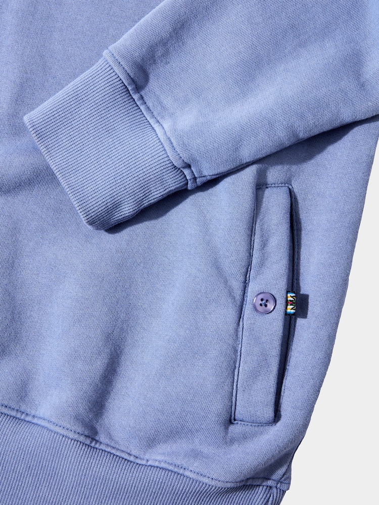 Joe Browns Blue Ribbed Funnel Neck Quarter Zip 100% Cotton Sweat Top - Image 8 of 8
