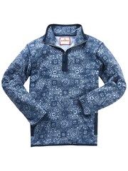 Joe Browns Blue Moroccan Tile Print Pique Quarter Zip 100% Cotton Sweatshirt - Image 7 of 8