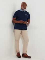 Синій - Joe Browns 100% Cotton візерунок пейслі принт Contrast комір з коротким рукавом Polo Top - Image 2 of 7