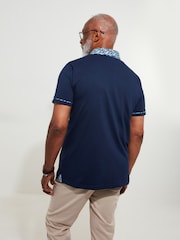 Синій - Joe Browns 100% Cotton візерунок пейслі принт Contrast комір з коротким рукавом Polo Top - Image 4 of 7