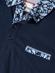 Синій - Joe Browns 100% Cotton візерунок пейслі принт Contrast комір з коротким рукавом Polo Top - Image 6 of 7