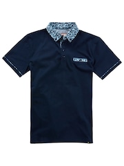 Синій - Joe Browns 100% Cotton візерунок пейслі принт Contrast комір з коротким рукавом Polo Top - Image 7 of 7