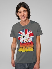 All + Every Grey Danger Mouse Frowning Union Jack Mens 100% Cotton T-Shirt - Image 1 of 4