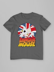 All + Every Grey Danger Mouse Frowning Union Jack Mens 100% Cotton T-Shirt - Image 3 of 4