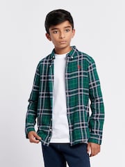 U.S. Polo Assn. Green Boys Brushed Flannel Heavyweight Check 100% Cotton Shirt - Image 1 of 7