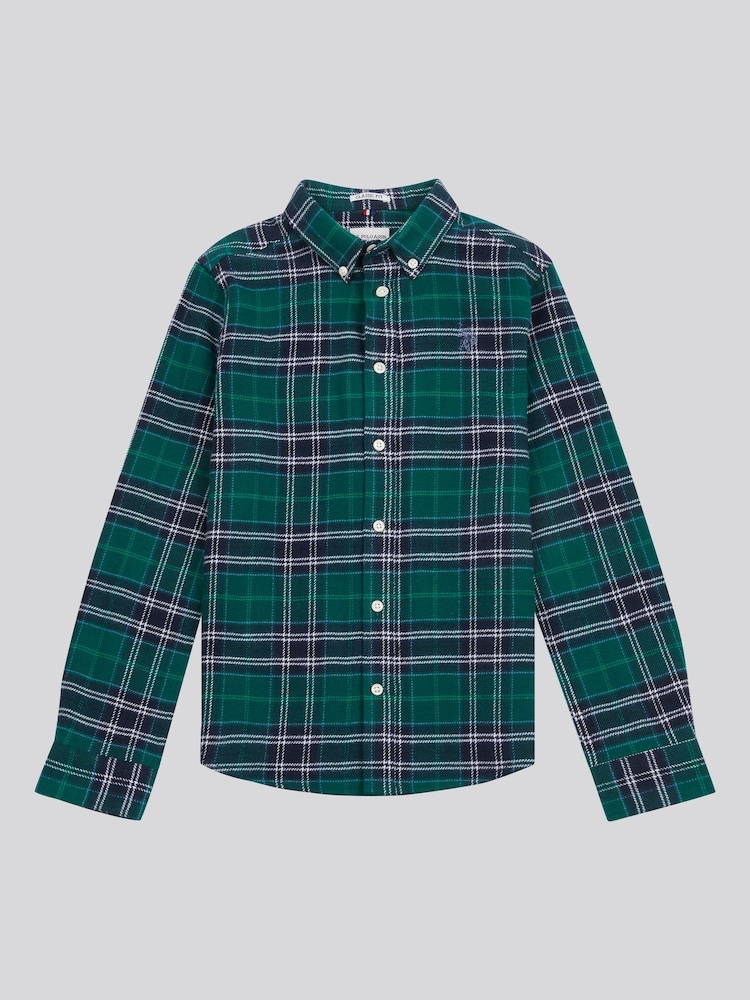 U.S. Polo Assn. Green Boys Brushed Flannel Heavyweight Check 100% Cotton Shirt - Image 5 of 7