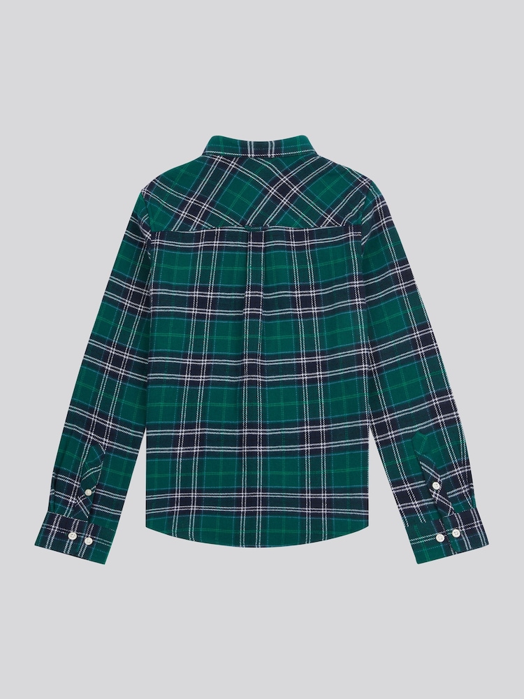 U.S. Polo Assn. Green Boys Brushed Flannel Heavyweight Check 100% Cotton Shirt - Image 6 of 7