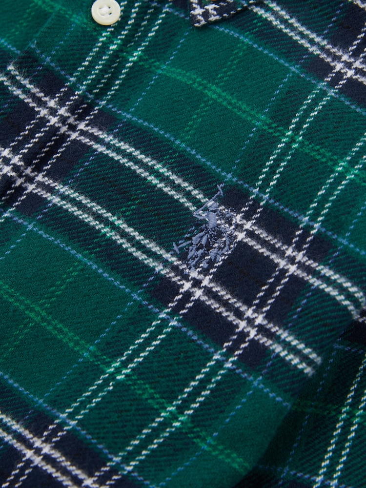 U.S. Polo Assn. Green Boys Brushed Flannel Heavyweight Check 100% Cotton Shirt - Image 7 of 7