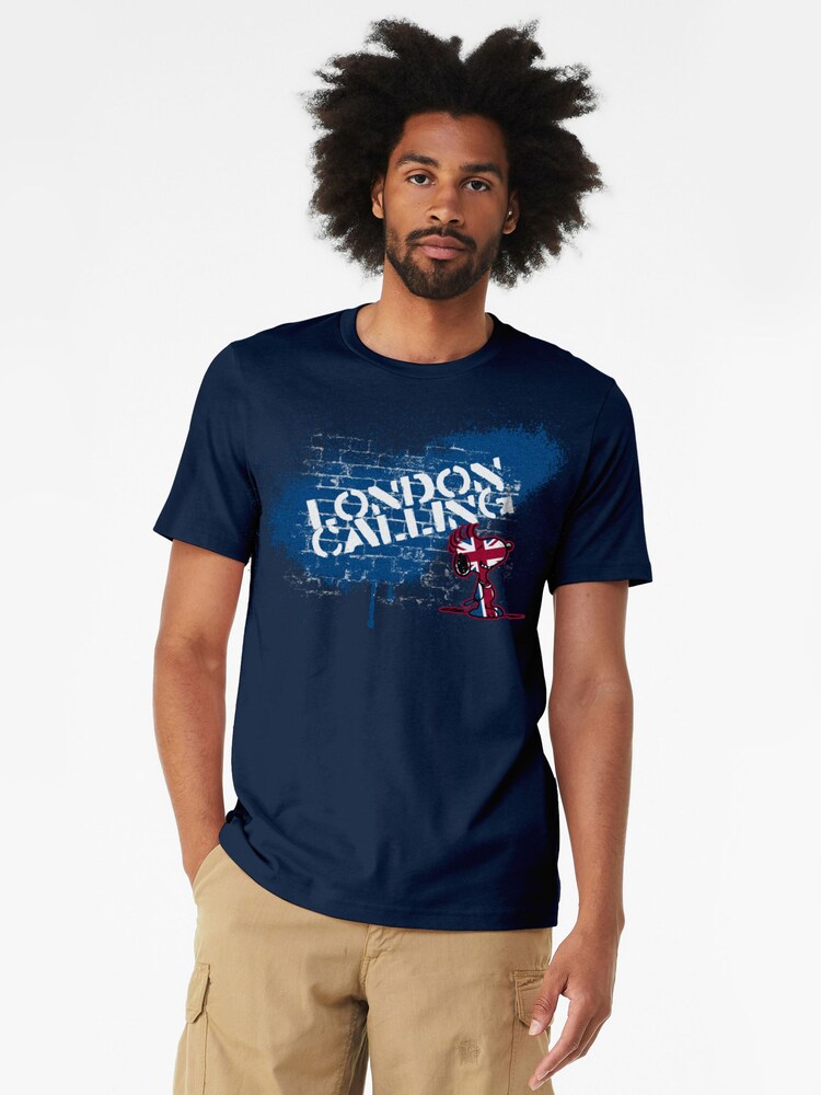 All + Every Blue Peanuts Snoopy London Calling Mens 100% Cotton T-Shirt - Image 2 of 4