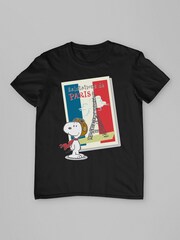 All + Every Black Peanuts Snoopy In Paris Mens 100% Cotton T-Shirt - Image 3 of 4