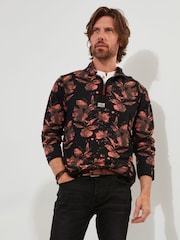 Joe Browns Orange Orange Autumnal Floral Pique Zip Funnel Neck Quarter Zip 100% Cotton Sweatshirt - Image 1 of 6