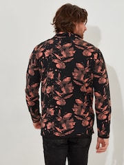 Joe Browns Orange Orange Autumnal Floral Pique Zip Funnel Neck Quarter Zip 100% Cotton Sweatshirt - Image 2 of 6