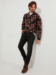 Joe Browns Orange Orange Autumnal Floral Pique Zip Funnel Neck Quarter Zip 100% Cotton Sweatshirt - Image 3 of 6