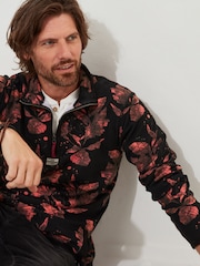 Joe Browns Orange Orange Autumnal Floral Pique Zip Funnel Neck Quarter Zip 100% Cotton Sweatshirt - Image 4 of 6