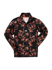 Joe Browns Orange Orange Autumnal Floral Pique Zip Funnel Neck Quarter Zip 100% Cotton Sweatshirt - Image 5 of 6