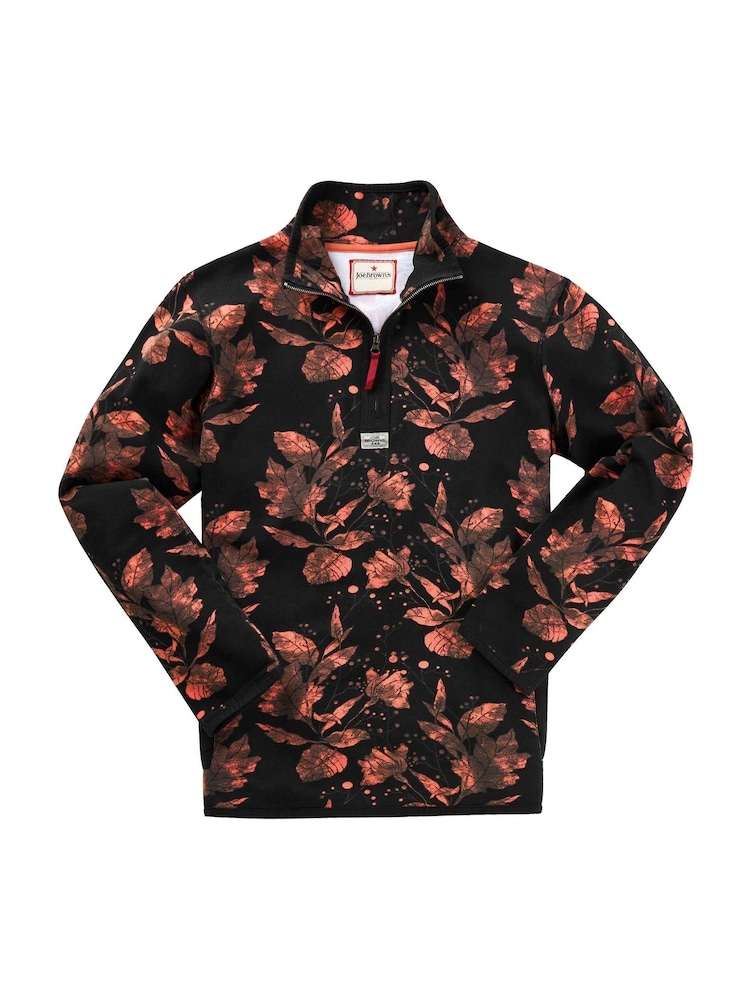 Joe Browns Orange Orange Autumnal Floral Pique Zip Funnel Neck Quarter Zip 100% Cotton Sweatshirt - Image 5 of 6