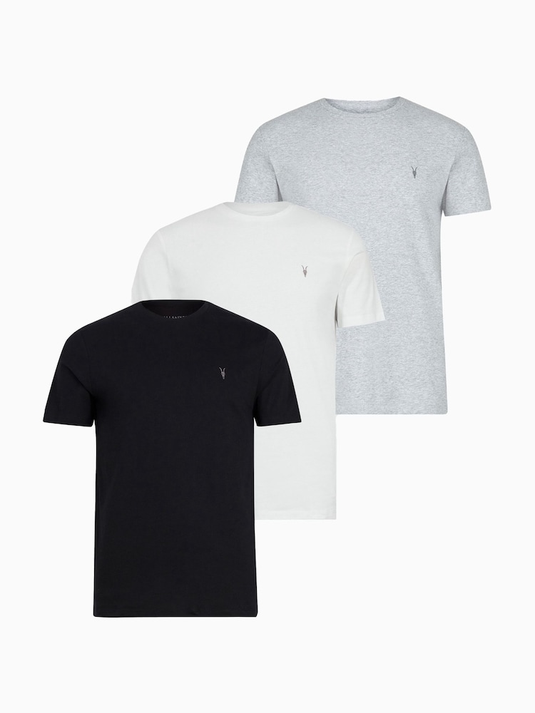 AllSaints Black Tonic Short Sleeve Crew T-Shirt 3 Pack - Image 1 of 7 AllSaints Black Tonic Short Sleeve Crew T-Shirt 3 Pack - Image 1 of 7
