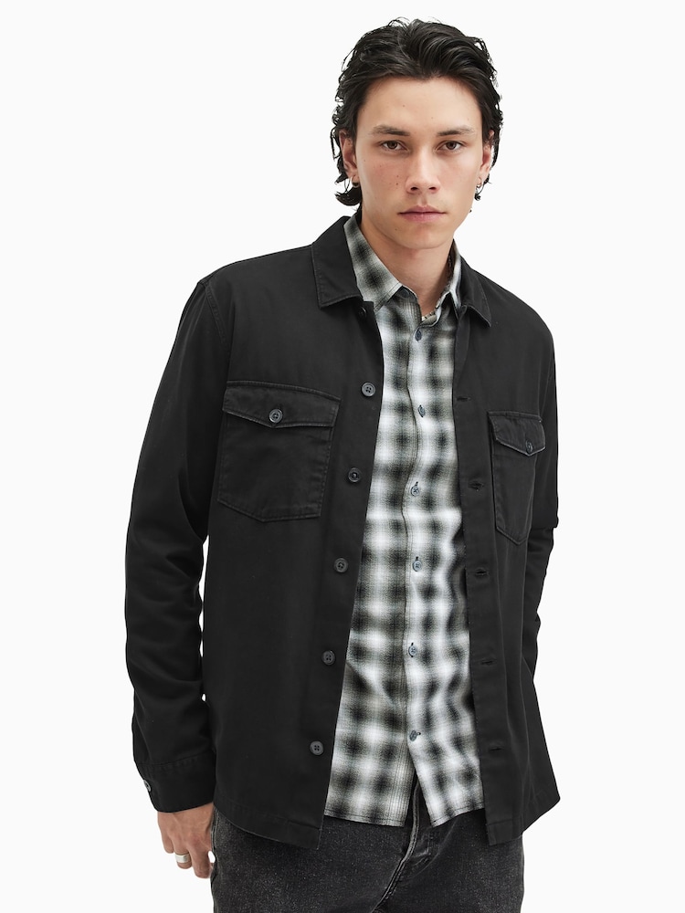 Czarny - AllSaints Spotter Long Sleeve Shirt - Image 1 of 6