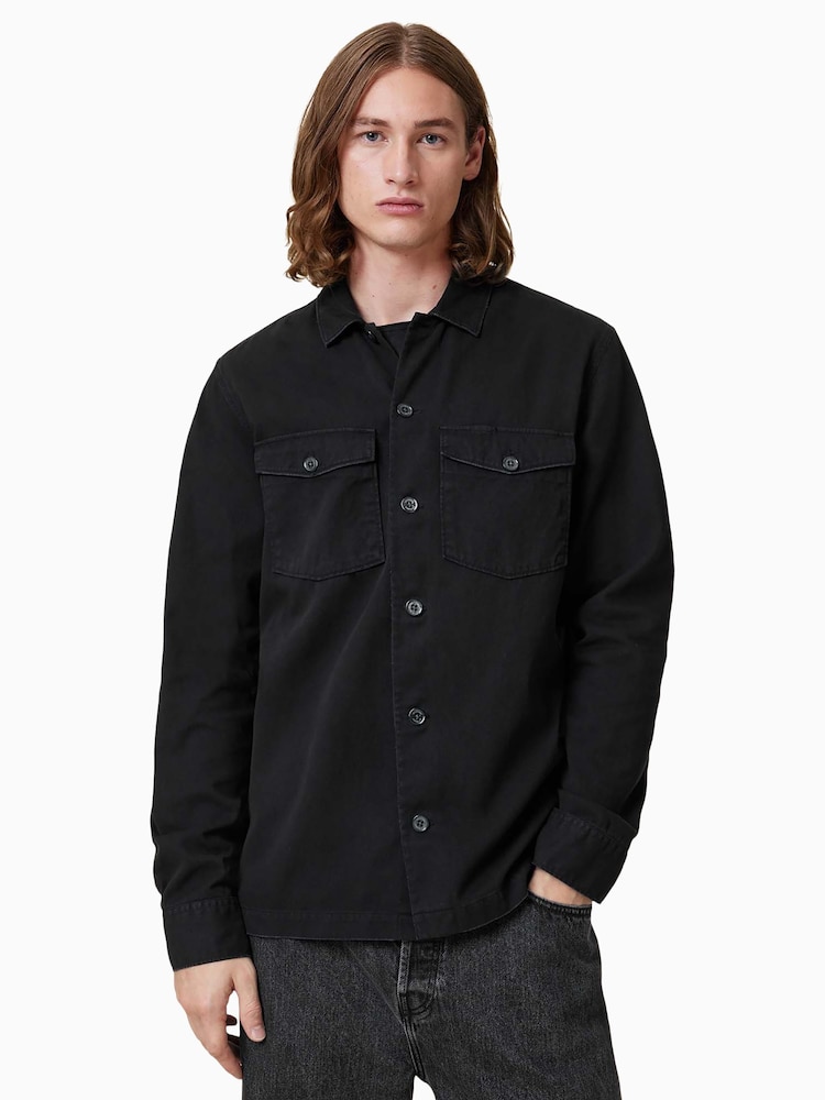 AllSaints Black Spotter Green Long Sleeve Button Up Shirt - Image 1 of 6 AllSaints Black Spotter Green Long Sleeve Button Up Shirt - Image 1 of 6