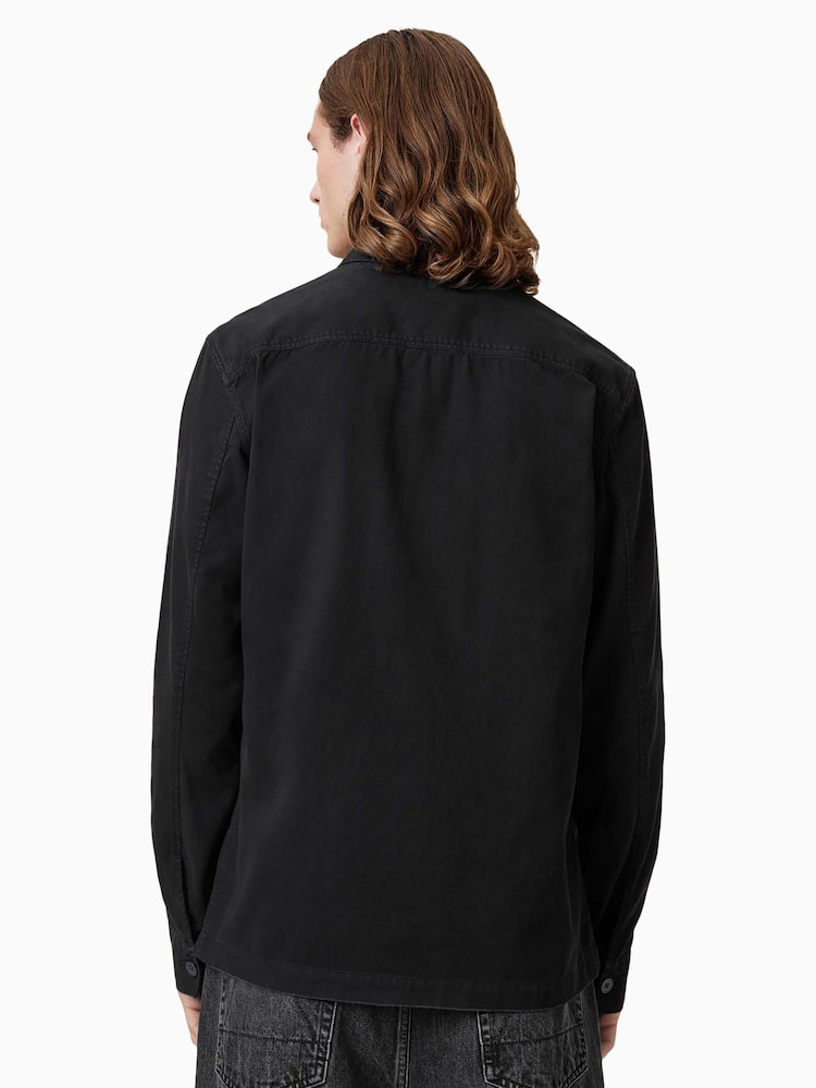 AllSaints Black Spotter Green Long Sleeve Button Up Shirt - Image 2 of 6 AllSaints Black Spotter Green Long Sleeve Button Up Shirt - Image 2 of 6