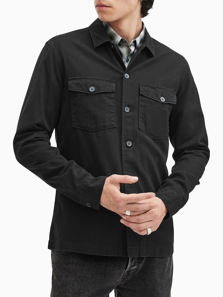AllSaints Black Spotter Long Sleeve Shirt - Image 4 of 6