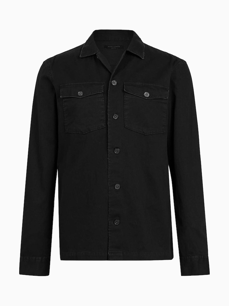 AllSaints Black Spotter Green Long Sleeve Button Up Shirt - Image 6 of 6 AllSaints Black Spotter Green Long Sleeve Button Up Shirt - Image 6 of 6