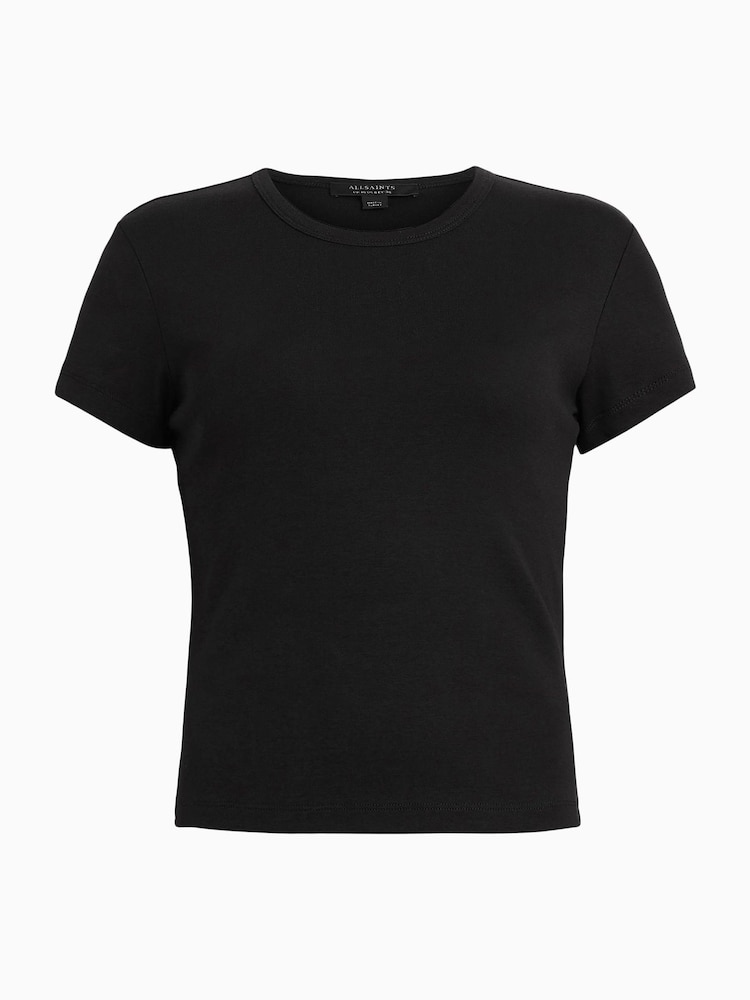 Allsaints Black Stevie Black Short Sleeve Crew Neck Slim Fit T-Shirt - Image 8 of 8 Allsaints Black Stevie Black Short Sleeve Crew Neck Slim Fit T-Shirt - Image 8 of 8