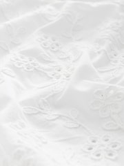 White 3D Cornelli Embelished Long Sleeve Tiered 100% Cotton Mini Dress - Image 6 of 7