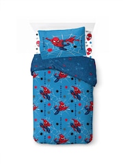 Spider-Man blue Spidey Faces Duvet Cover, Fitted Sheet & Pillowcase Set - Image 1 of 6