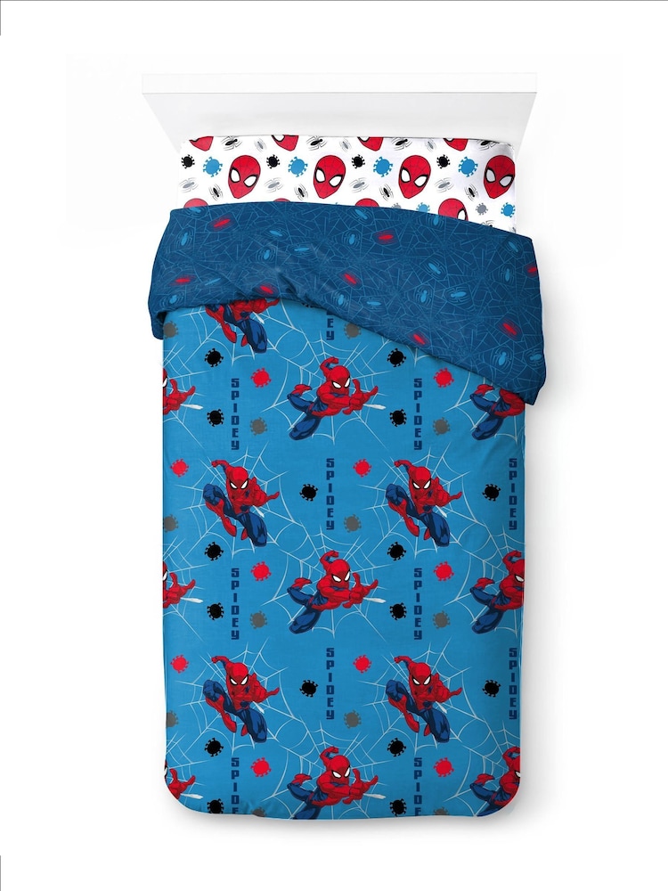 Spider-Man blue Spidey Faces Duvet Cover, Fitted Sheet & Pillowcase Set - Image 2 of 6